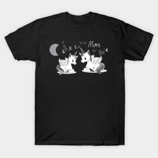 I love you to the moon and back licorn NB - I love you to the moon unicorn black white T-Shirt